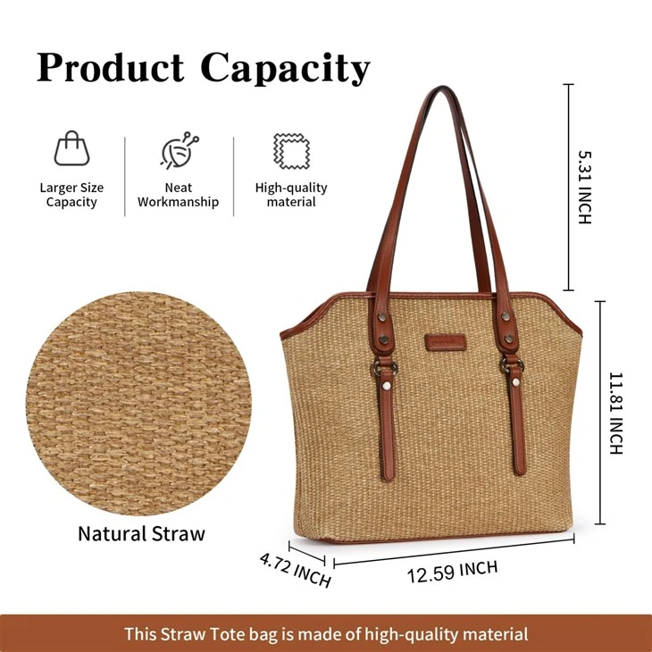 Vegan Leather Straw Tote Bag best