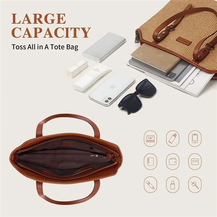 Vegan Leather Straw Tote Bag factory