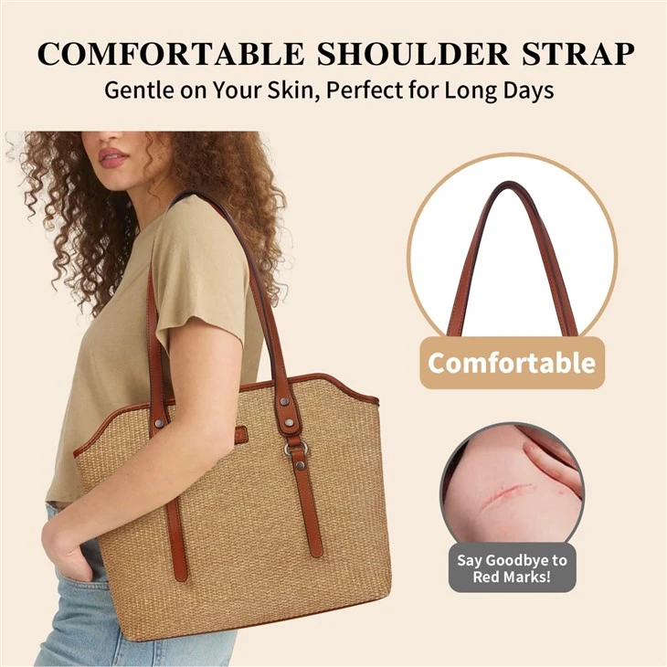 Vegan Leather Straw Tote Bag suppliers
